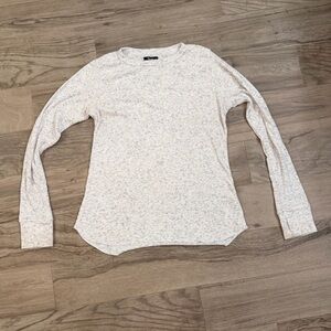 Michael Lauren Ivory and Charcoal Ribbed Long Sleeve Top Size Large